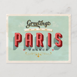 Greetings From Paris Postcard