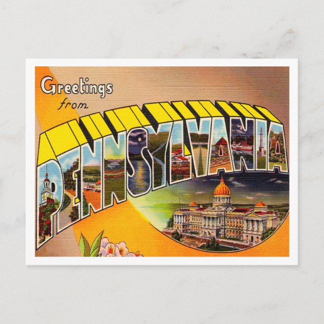 Greetings from Pennsylvania Vintage Travel Postcard (Front)