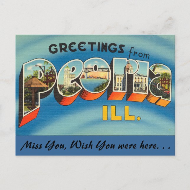 Greetings from Peoria Postcard (Front)