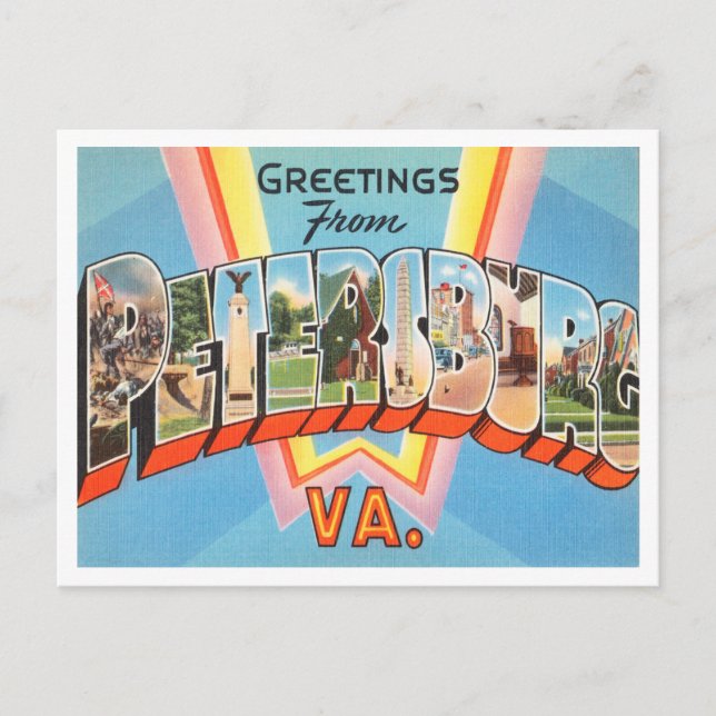 Greetings from Petersburg, Virginia Vintage Travel Postcard (Front)
