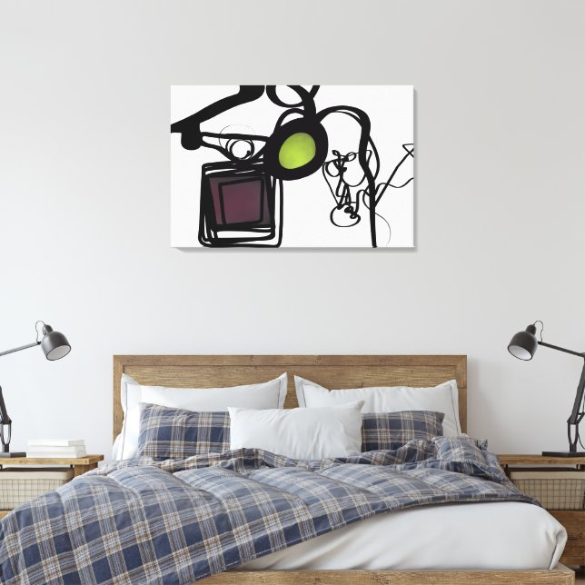 Greetings from Philydion: Abstract Black & White Canvas Print (Insitu(Bedroom))