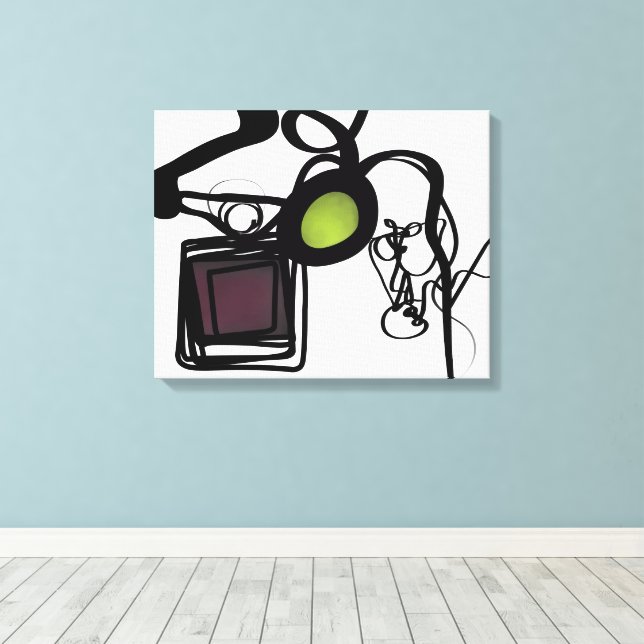 Greetings from Philydion: Abstract Black & White Canvas Print (Insitu(Wood Floor))
