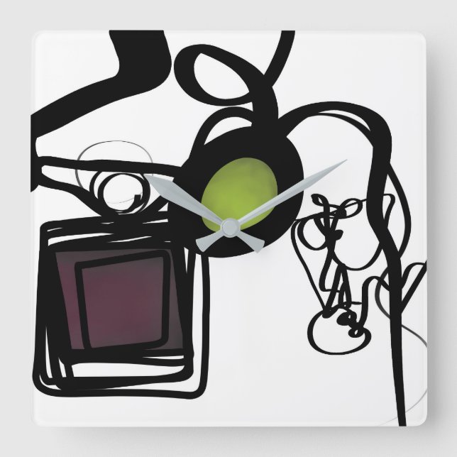 Greetings from Philydion: Abstract Black & White Square Wall Clock (Front)