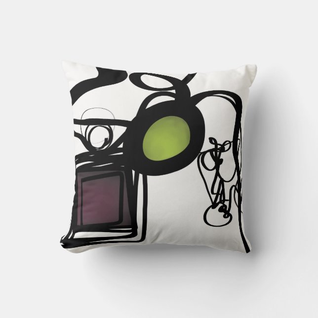 Greetings from Philydion: Abstract Black & White Throw Pillow (Front)