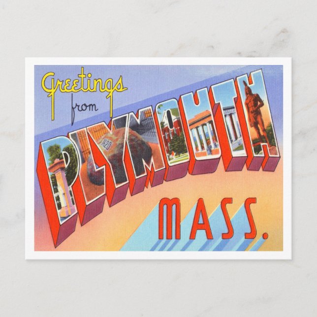 Greetings from Plymouth, Massachusetts Travel Postcard (Front)