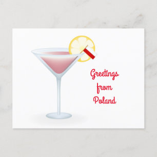Greetings From Poland Cocktail Holiday Postcard