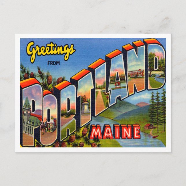 Greetings from Portland, Maine Vintage Travel Postcard (Front)