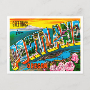 Greetings from Portland, Oregon Vintage Travel Postcard