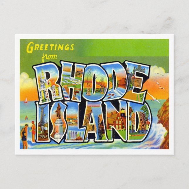 Greetings From Rhode Island Postcard (Front)