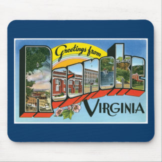 Greetings from Roanoke, Virginia! Retro Post Card Mouse Pad
