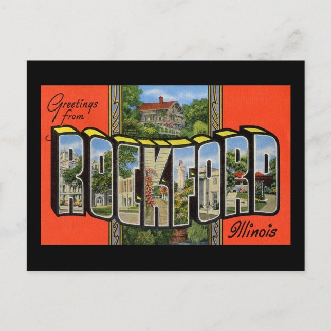 Greetings from Rockford Illinois Postcard (Front)