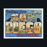 Greetings from San Diego, California Travel Postcard<br><div class="desc">Greetings from San Diego,  California Vintage Travel Postcard</div>
