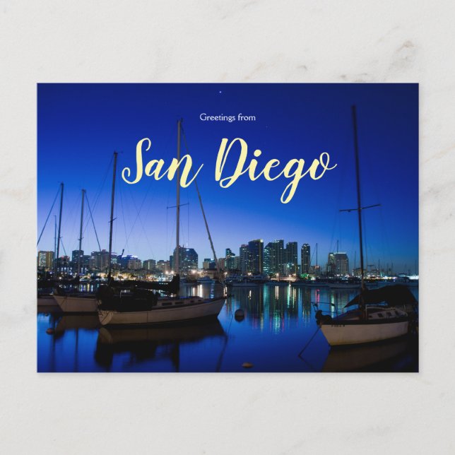 Greetings from San Diego Postcard Bay California (Front)