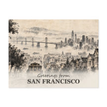 Greetings from San Francisco Ink Wash