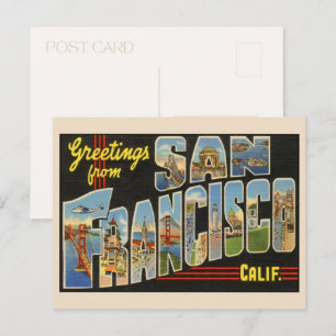 Greetings from San Francisco Large Letter Vintage Postcard