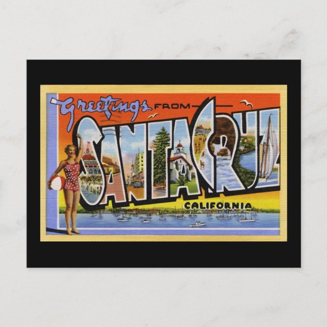 Greetings from Santa Cruz California Postcard (Front)