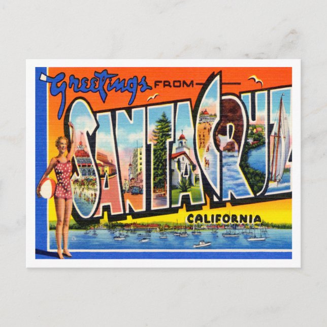 Greetings from Santa Cruz, California Travel Postcard (Front)