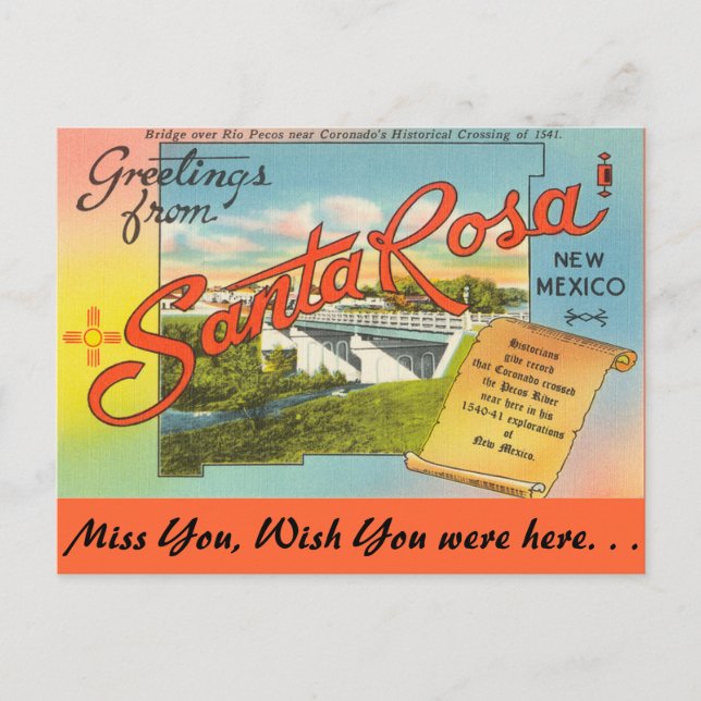 Greetings from Santa Rosa Postcard (Front)