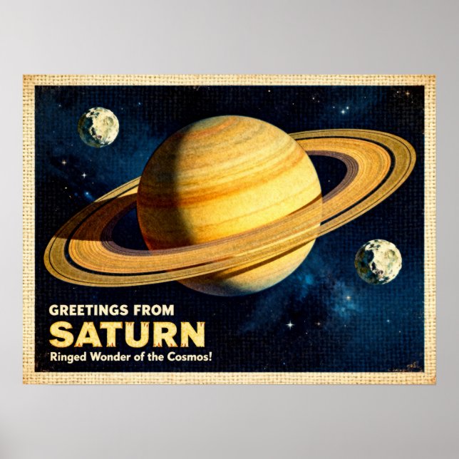 Greetings from Saturn Retro Sci‑Fi Poster (Front)