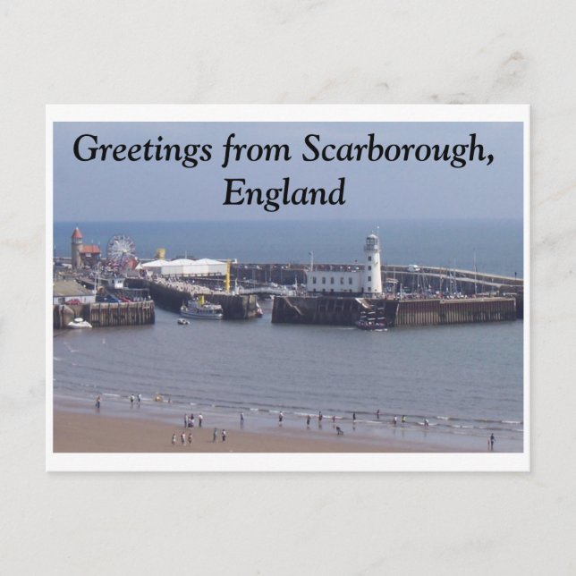 Greetings from Scarborough, England Postcard (Front)