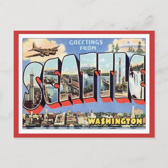 Greetings From Seattle, Washington USA Postcard (Front)