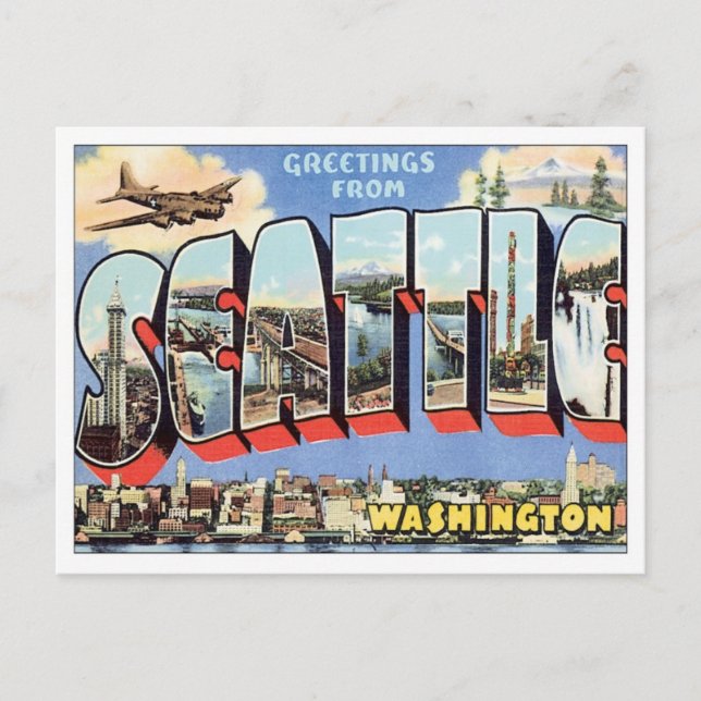 Greetings From Seattle, Washington USA Postcard (Front)