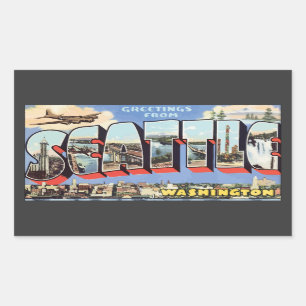 Greetings From Seattle Washington, Vintage Sticker