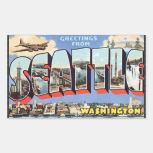 Greetings From Seattle Washington, Vintage Sticker