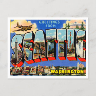 Greetings from Seattle, Washington Vintage Travel Postcard