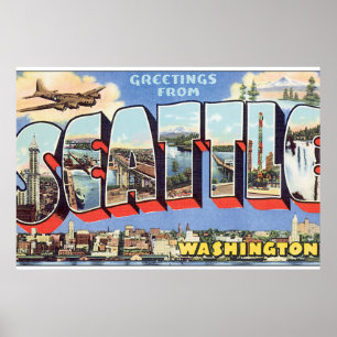 Greetings from Seattle Washington_Vintage Travel Poster