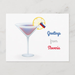 Greetings From Slovenia Cocktail Holiday Postcard