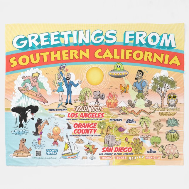 Greetings from SoCal Fleece Blanket (Front (Horizontal))