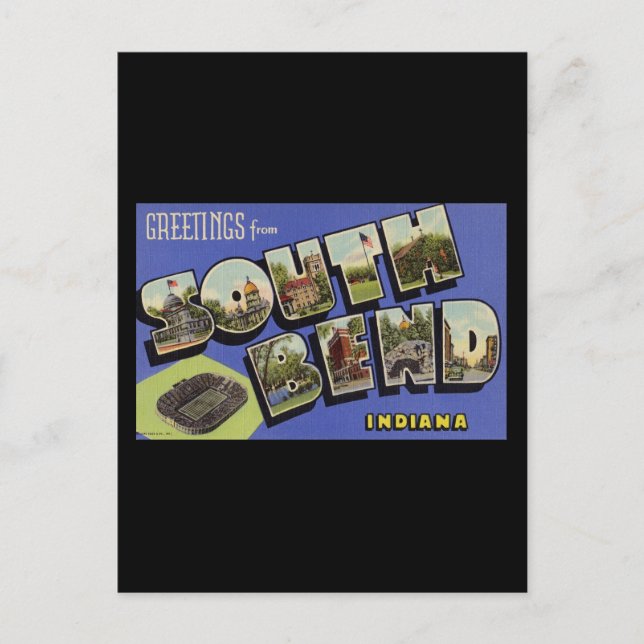 Greetings from South Bend Indiana Postcard (Front)