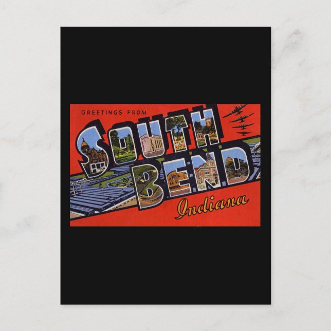 Greetings from South Bend Indiana Postcard (Front)