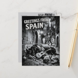 Greetings from Spain Film Noir Travel Postcard