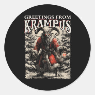 Greetings From Ss Vom Krampus Festive Horror Chris Classic Round Sticker