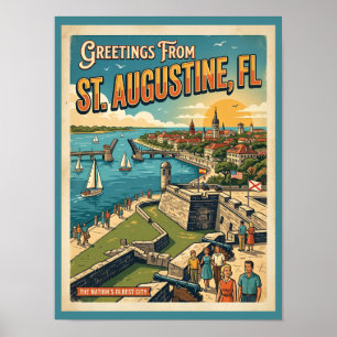 Greetings From St Augustine Retro Poster