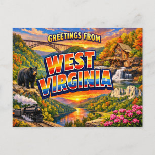 Greetings From State Postcard