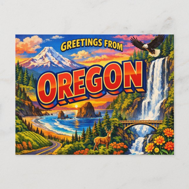 Greetings From State Postcard  (Front)