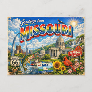 Greetings From State Postcard