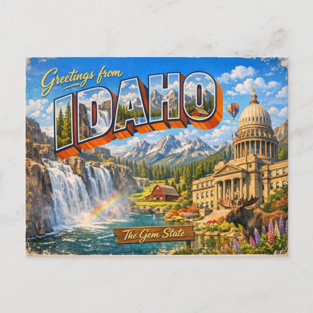 Greetings From State Postcard  (Front)