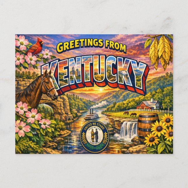 Greetings From State Postcard  (Front)