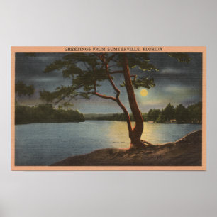 Greetings from Sumterville, Florida - Moon Poster