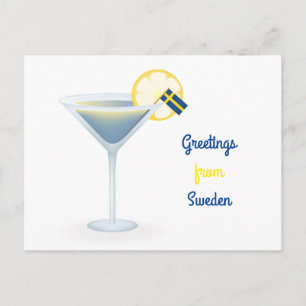 Greetings From Sweden Cocktail Holiday Postcard