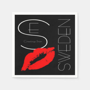 Greetings from Sweden Swedish Red Lipstick Kiss Napkin