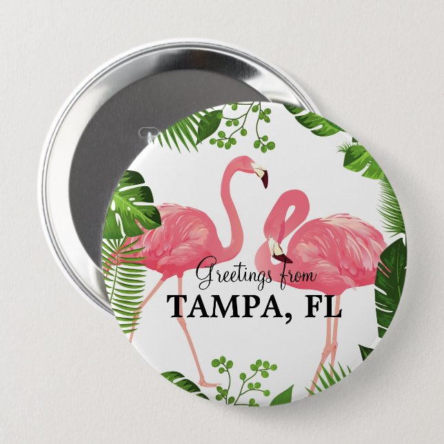 Greetings from Tampa, FL 4 Inch Round Button (Front & Back)