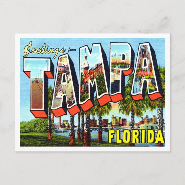 Greetings from Tampa, Florida Vintage Travel Postcard (Front)