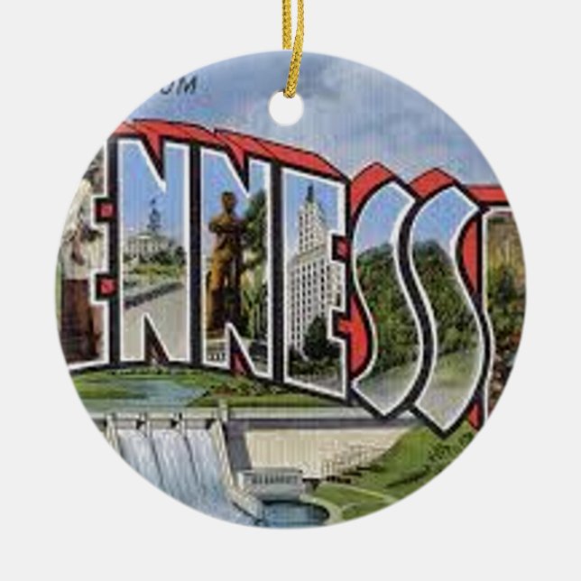 Greetings From Tennessee Ceramic Ornament (Front)