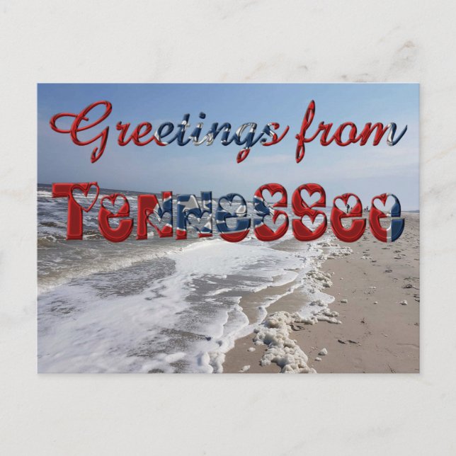 Greetings from Tennessee State Flag Hearts USA Postcard (Front)