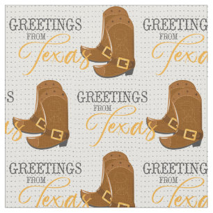 Greetings From Texas Cowboy Boots Fabric